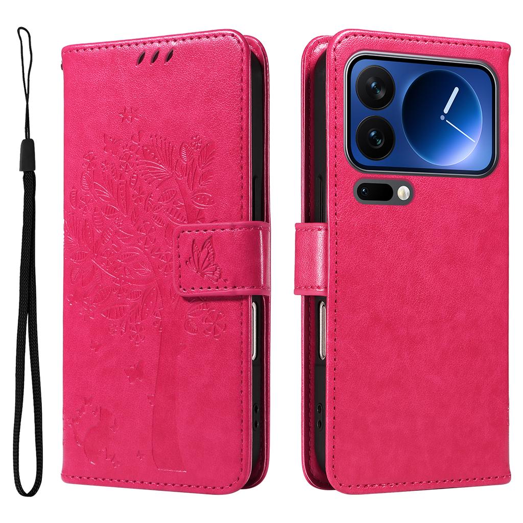 For Xiaomi 17 Pro Phone Case with Stand Cat Tree Pattern Leather Wallet Mobile Cover