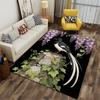 Bird and Floral Printed Carpet, Black Background, Home Decor Suitable for Use As an Anti-slip for Living Room Bedroom Sofas