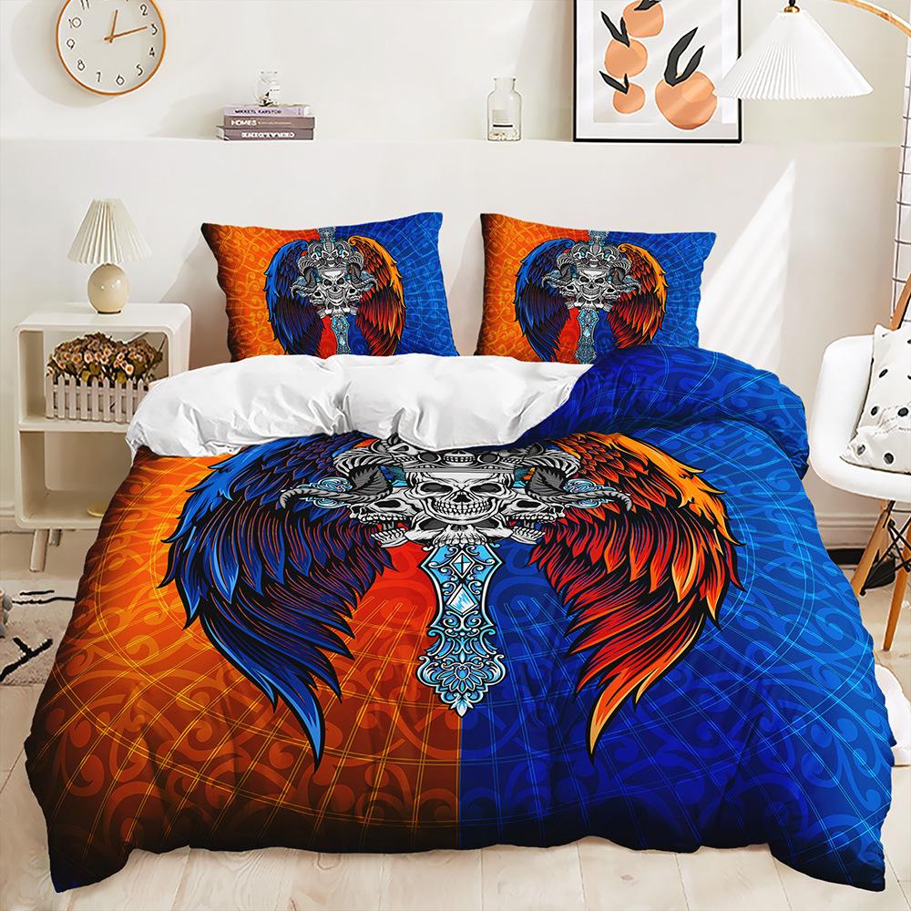 Bett Dreiteiliges Skelett-Set Rose Bettbezug Zweiteiliges Schlafzimmer