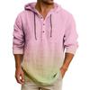 Men's Hooded T-shirt Gradient Color Cotton And Linen Men's Casual Long-sleeved Top