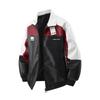 Motorrad Baseballjacke, Gewaschene Lederjacke, Stehkragen, Locker sitzende Fliegerjacke