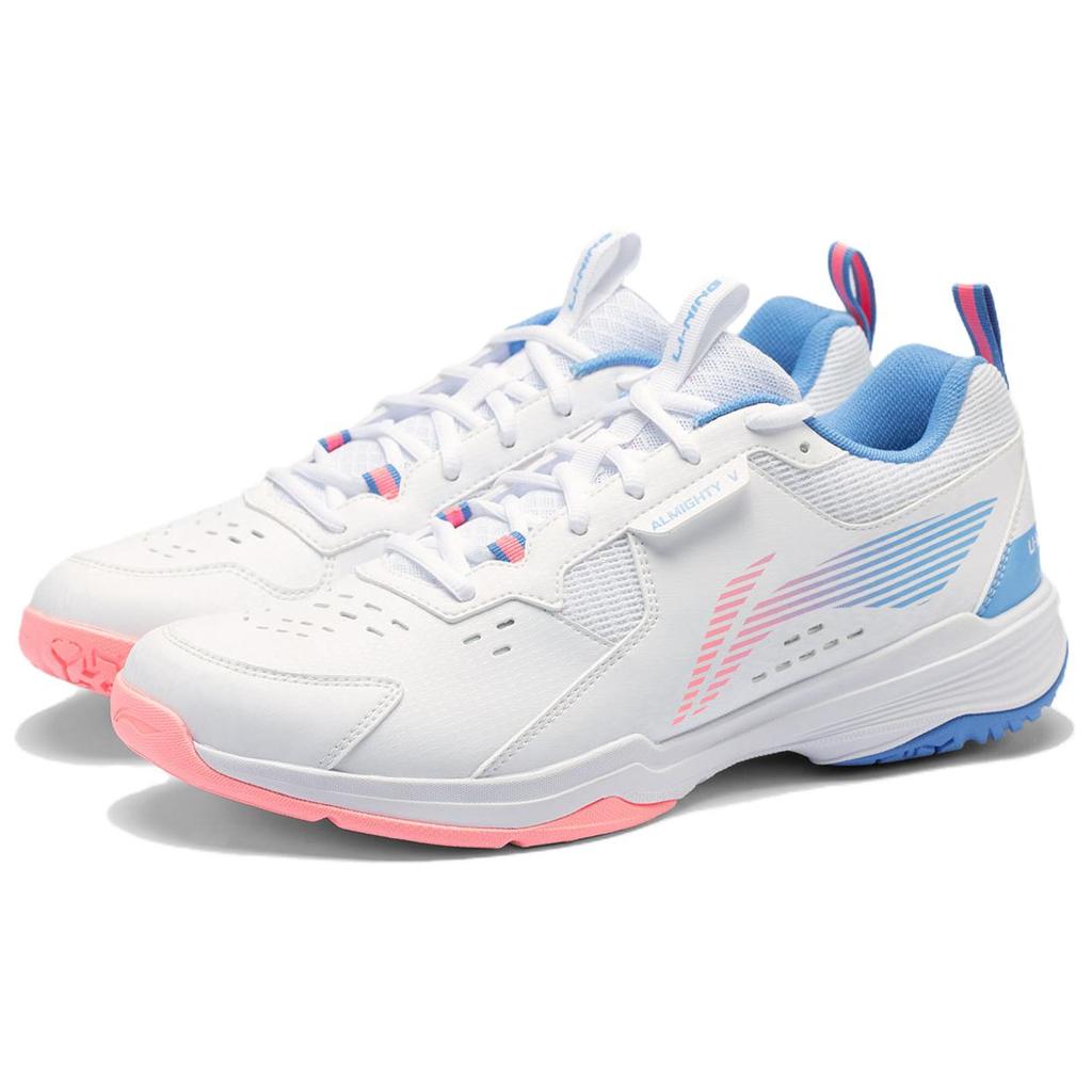 Li Ning Ace Abrasion Resistant Breathable Low top Badminton Shoes Unisex White Pink Blue AYTT001-6