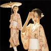 Printed Floral Sakura Girl  Kimono Dress Elegance Japanese Style Yukata Bathrobe  Party