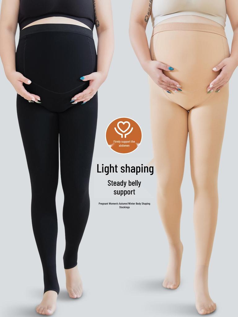 Plus Size Maternity Stockings: Belly-Friendly Bare Leg Fleece Leggings for All Seasons