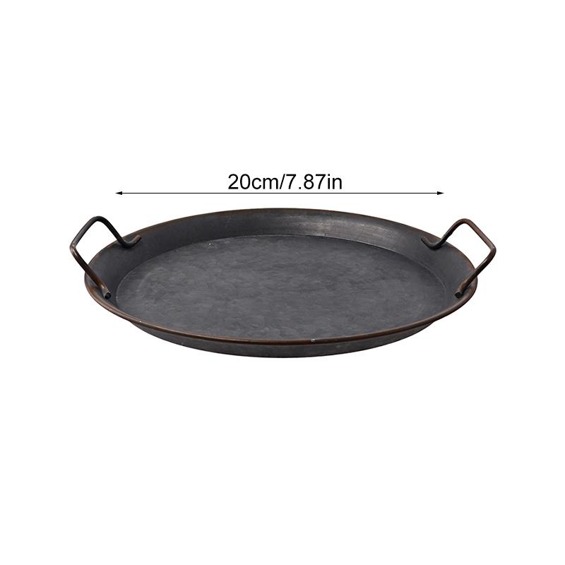 

1 шт. реквизит для фотографий хлеба из кованого железа, деревенский круглый домашний декор, металлическая пластина, винтажный поднос для кухонных принадлежностей, железный поднос 20cm чёрный