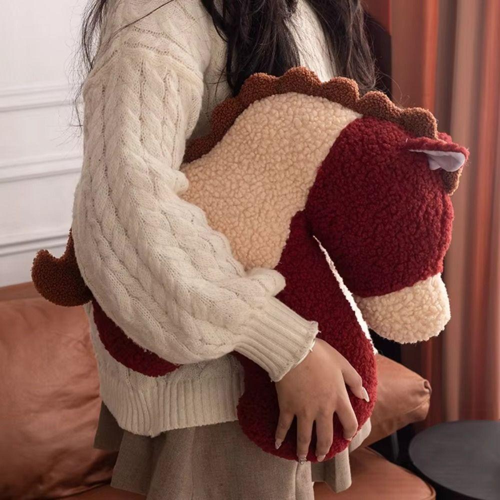 Red Color Cute Pillow Machine Washable Soft Pillow Fun Pony Plush Pillow  Living Room