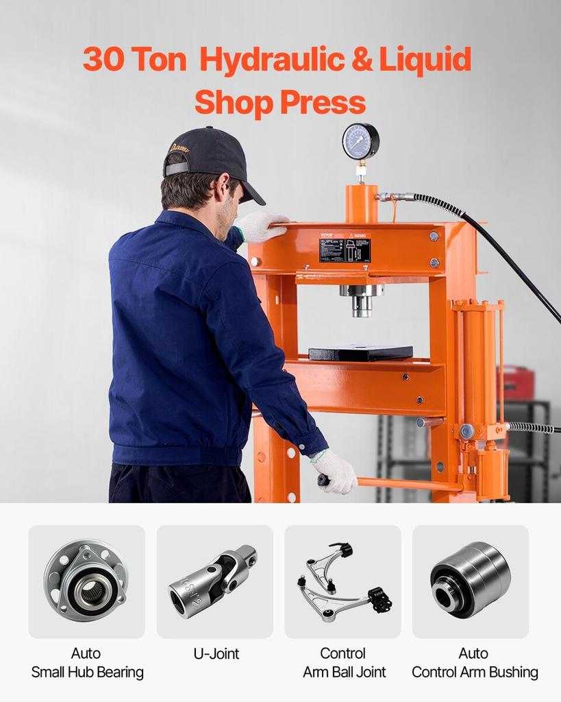 30 T Hydraulic Shop Press Hydraulic Press with Press Plate for Bending