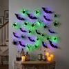 3D Bat LED Glow Wall Stickers Purple Green Lights Waterproof Halloween Spider Atmosphere Lamp Glow In The Dark Lighted Stickers