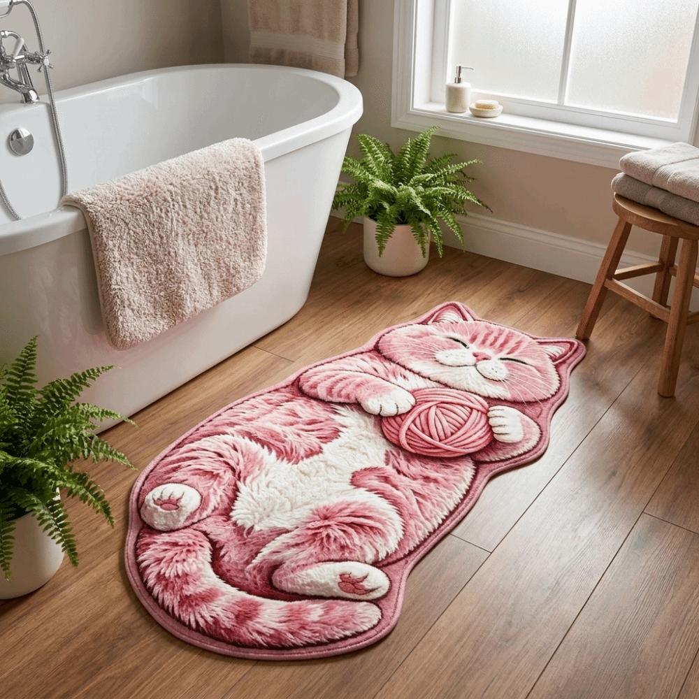 2D Home Decor Carpet Anti-fouling Cartoon Carpet Soft Cat-Shaped Area Rug  Bedrooms