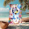Ultra-Soft Beach Towel with Bluey Theme,Ideal for Pool - Camping, Diving - Perfect Travel Essential, Vibrant Beach Towel.