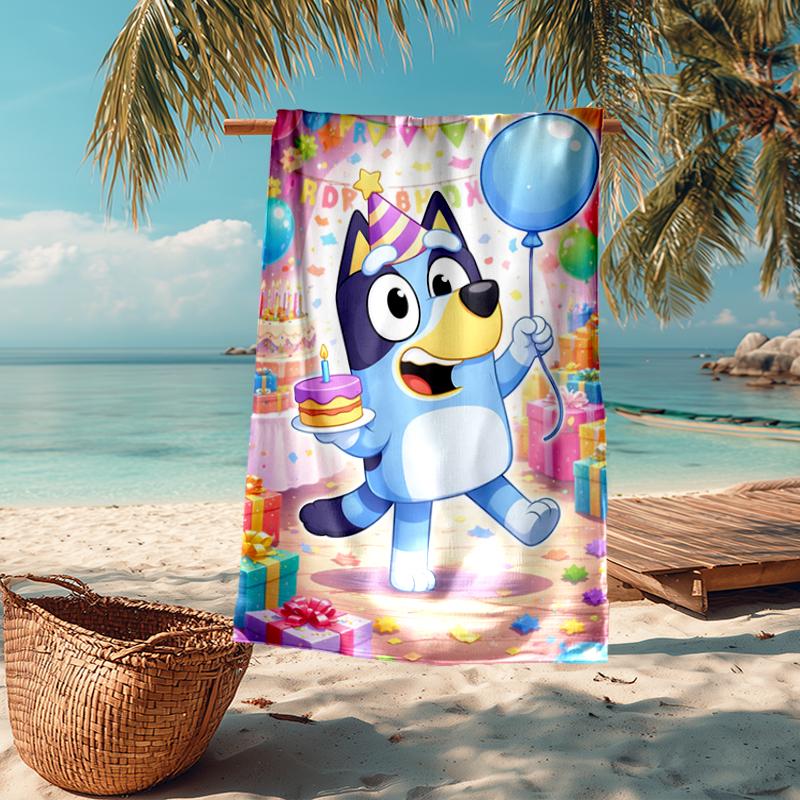 Ultra-Soft Beach Towel with Bluey Theme,Ideal for Pool - Camping, Diving - Perfect Travel Essential, Vibrant Beach Towel.