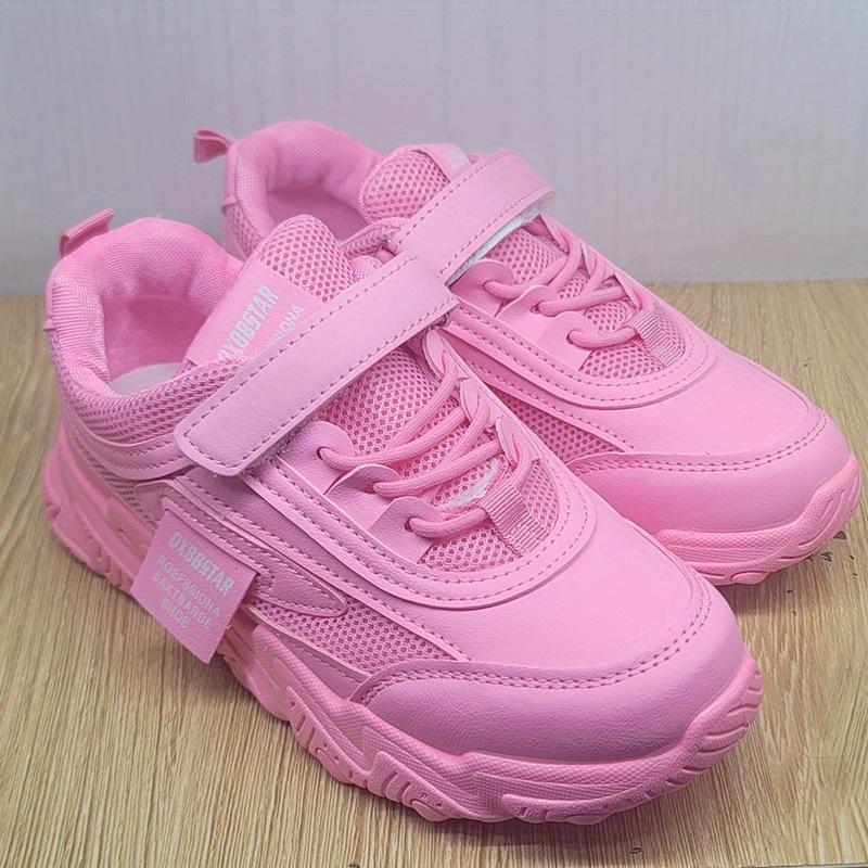 Trendy Low Top Mesh Sneakers For Girls, Breathable Lightweight Anti Slip Trendy Sneakers With Hook And Loop Fastener