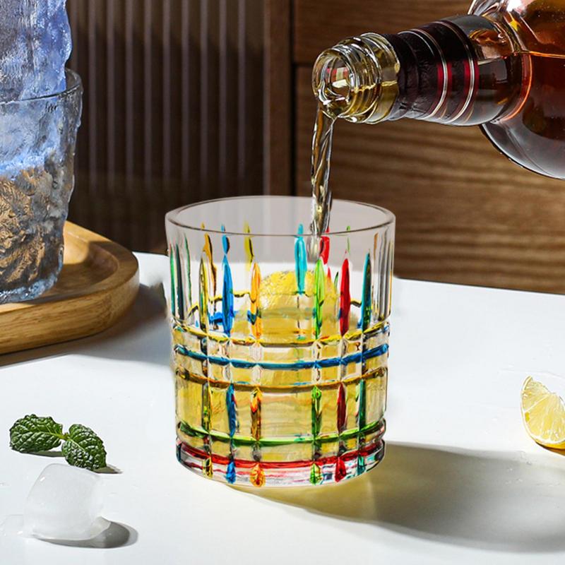 Drinking Glass Wine Hand Painted Glass Iced Coffee Cups Reusable Mug Aesthetic Bar Accessories Colorful Water Container For Beer