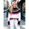 Fall Winter Women's Fair Isle Pattern Half Turtleneck Sweater, Loose Soft Rhombus Jacquard Knit Lazy Top