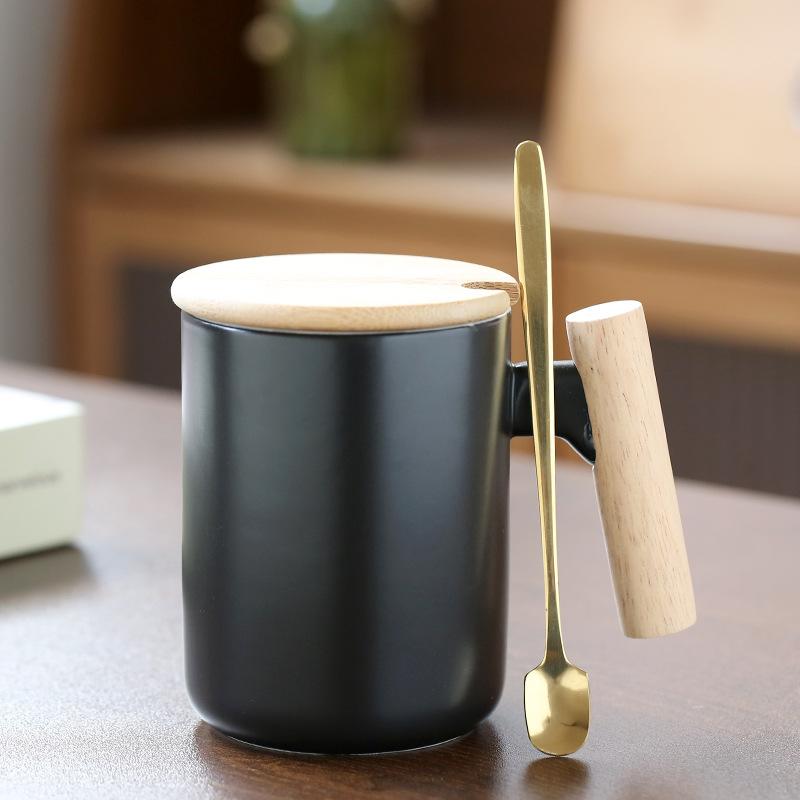 Tazza Creativa Ceramica Retrò Manico in Legno Tazza da Caffè per Ufficio Tazza d'Acqua Souvenir Evento di Apertura