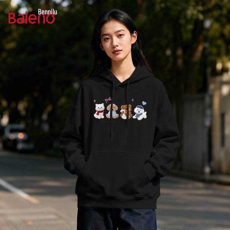 Baleno Women s American Retro Print Loose Hoodie XL