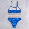 Costume da bagno Donna Pezzo unico Sexy Bikini Vita Alta Stampa Blu Copri pancia Collo Stretto