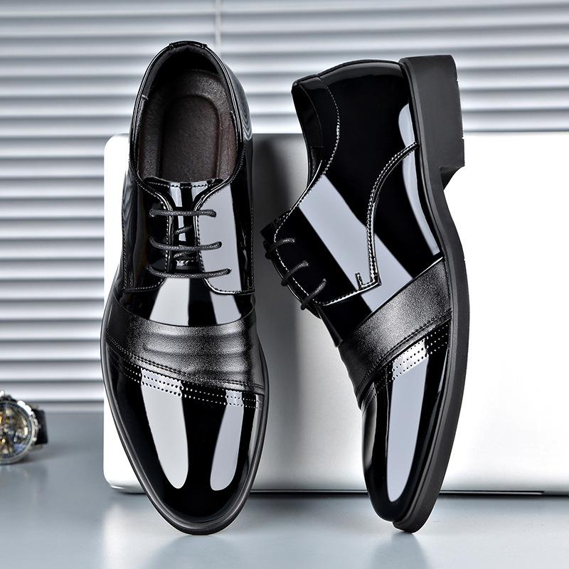 

2024 осень новые мужские деловые кожаные туфли мужские британские туфли на шнуровке с острым носком лакированные туфли мужские 8709 44 чёрный