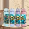 1 PZ Tartaruga Marina Corallo Scena Oceanica Stampa 750ml Colore Plastica Borraccia Sportiva Anti-perdita Tappo con Cannuccia a Flip Adatta per Sport Ufficio Uso Domestico