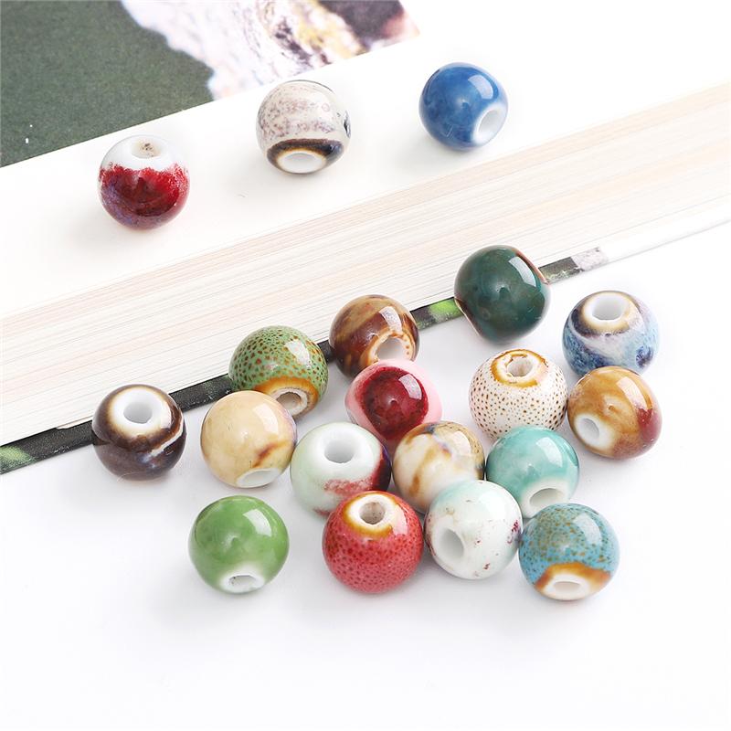 20 Stück 10 mm Blumenglasur-Porzellanperlen, runde Spacer-Keramikperlen für Schmuckherstellung, DIY-Charms, Armbänder, Halsketten, Basteln