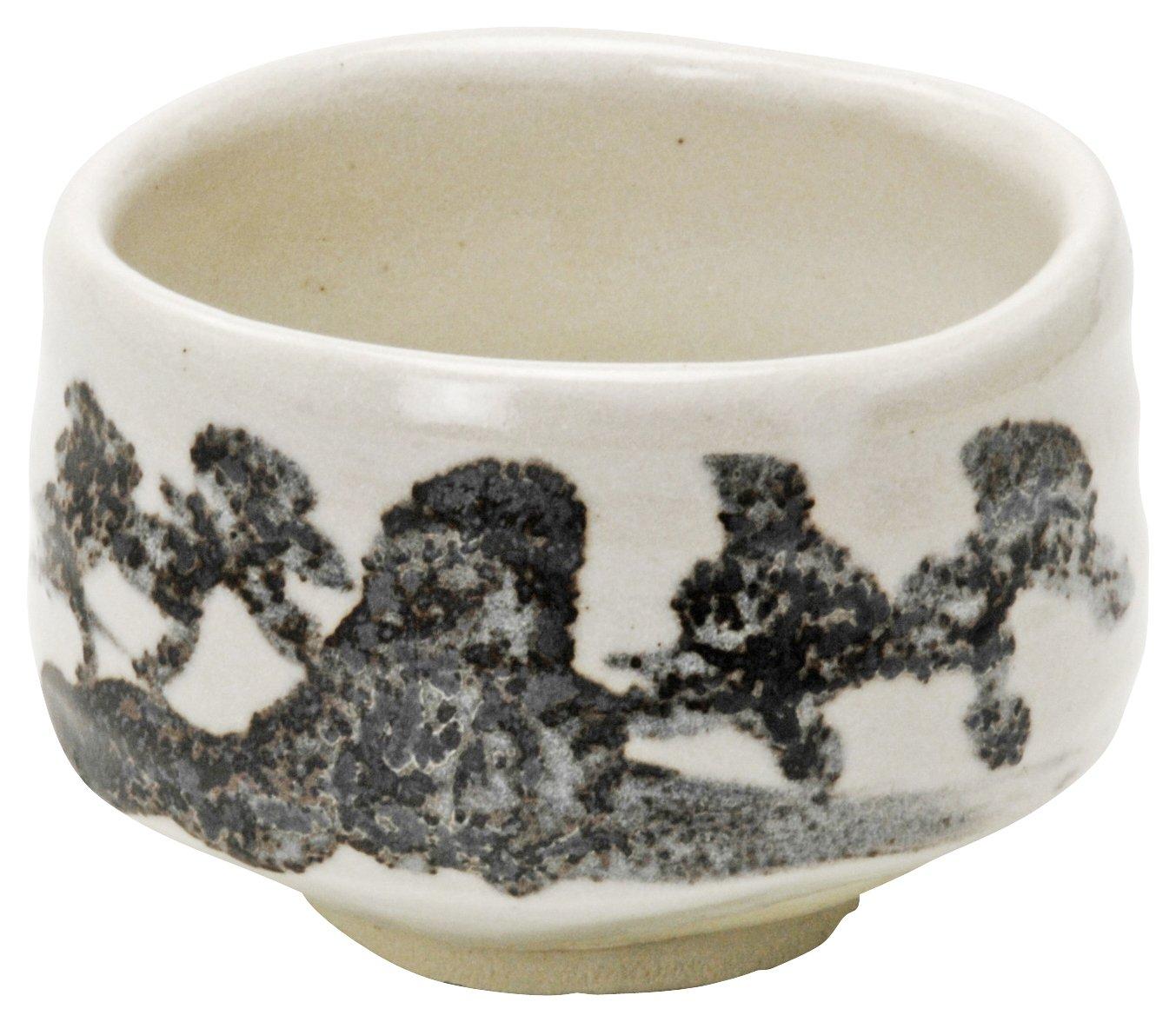 

Mino ware matcha bowl, half-cylindrical, Shiro Shino, white, made in Japan, 135980