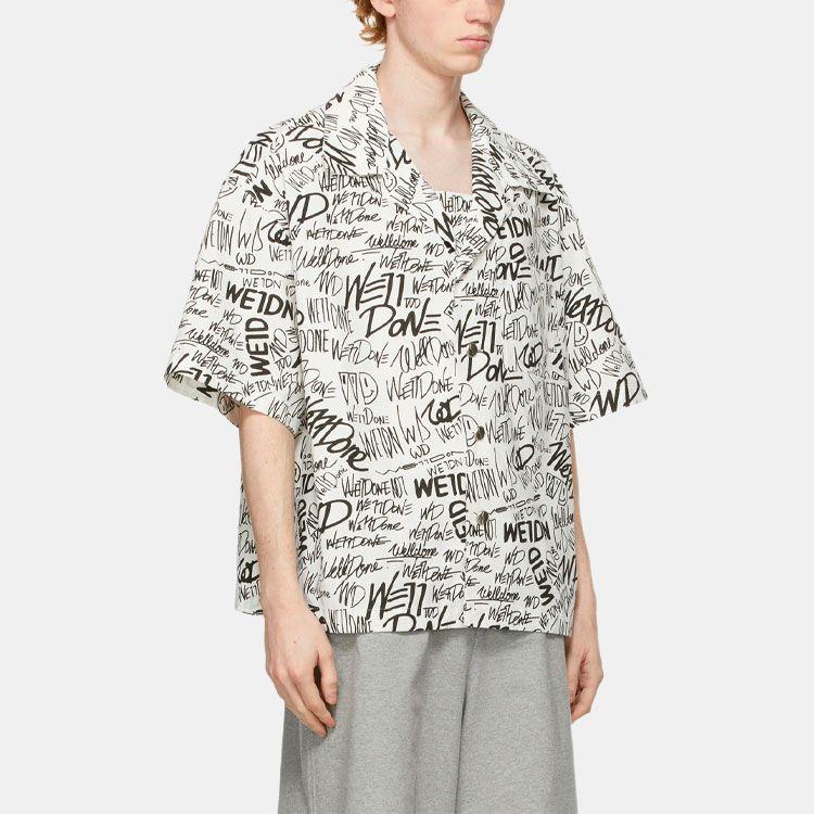 WE11DONE All Over Logo Printed Comfortable Shirt Unisex Shirts WD-BL0-21-123-U-WH