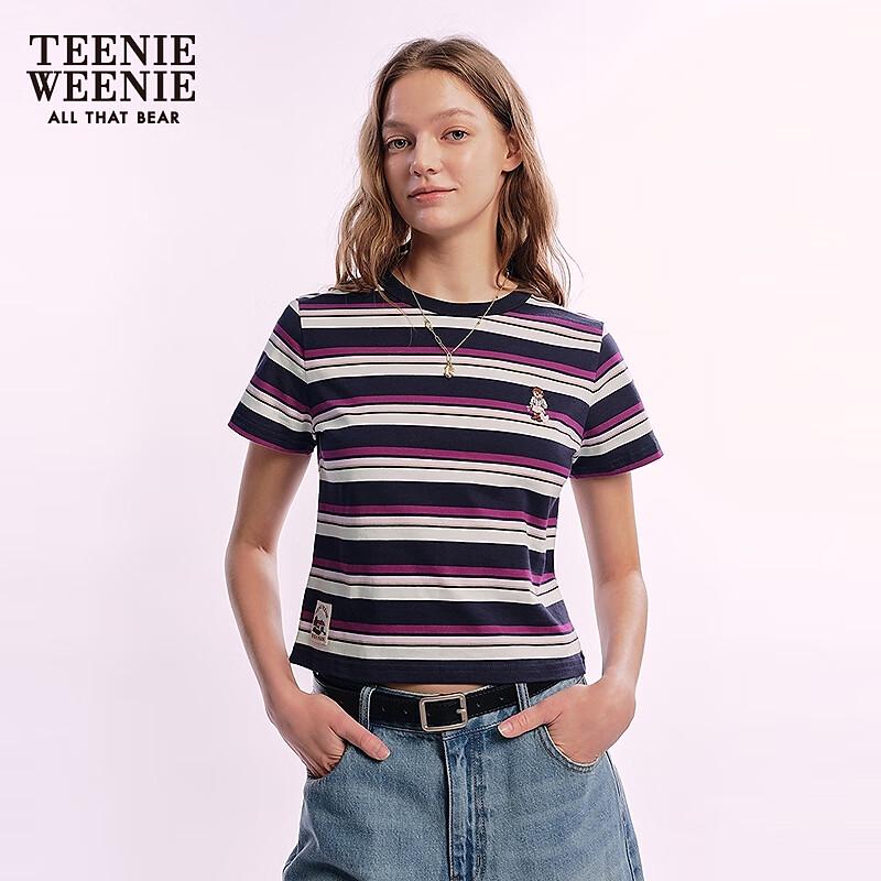 Teenie Weenie Women's Striped Bear Short Sleeve T-Shirt