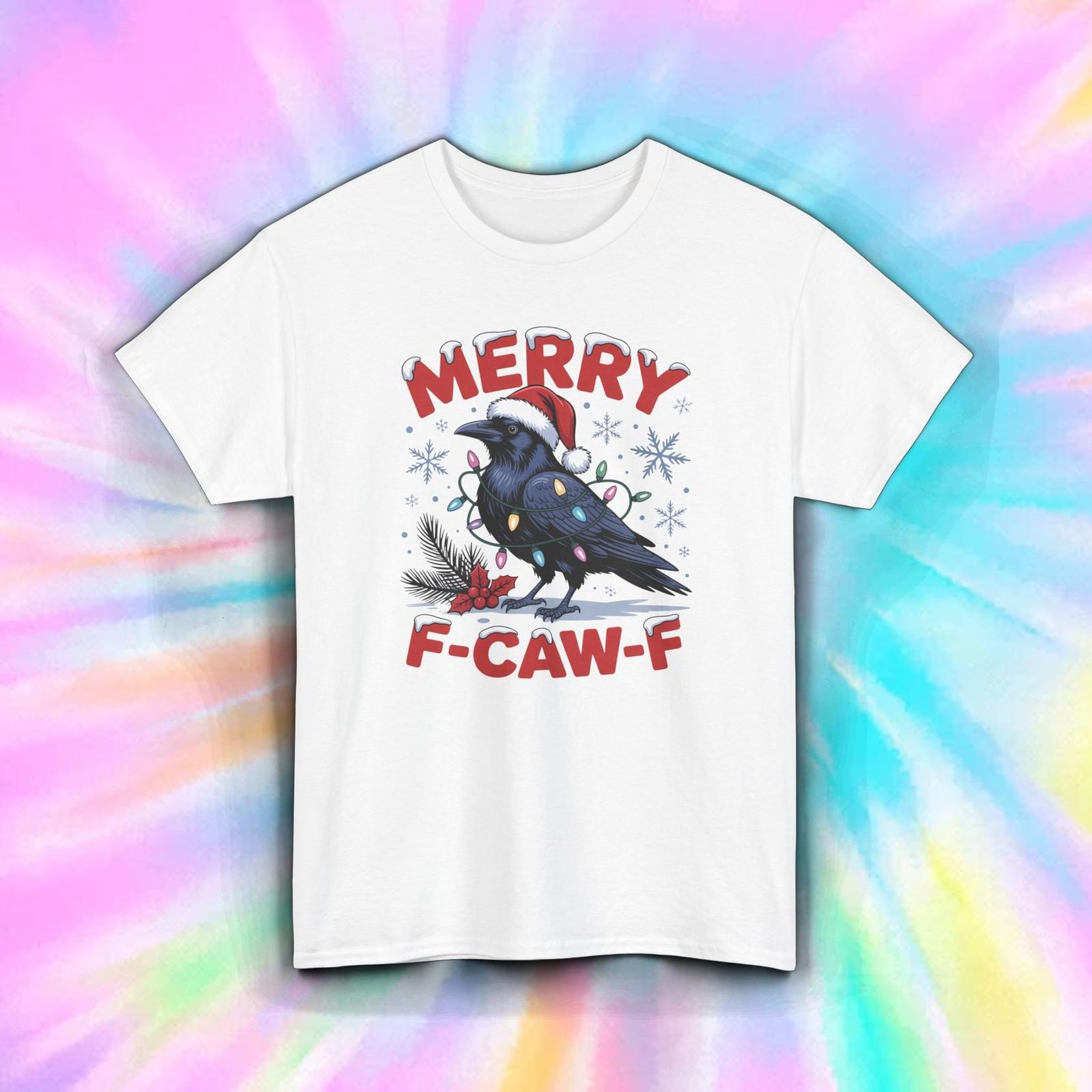 Merry F-Caw-F Christmas Raven Shirt | Funny Gothic Crow Holiday Humor Tee S-5XL XXXL