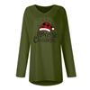 Damen Herbst Winter Langarm V-Ausschnitt Weihnachtsdruck Lässiges Langes Weites T-Shirt Top