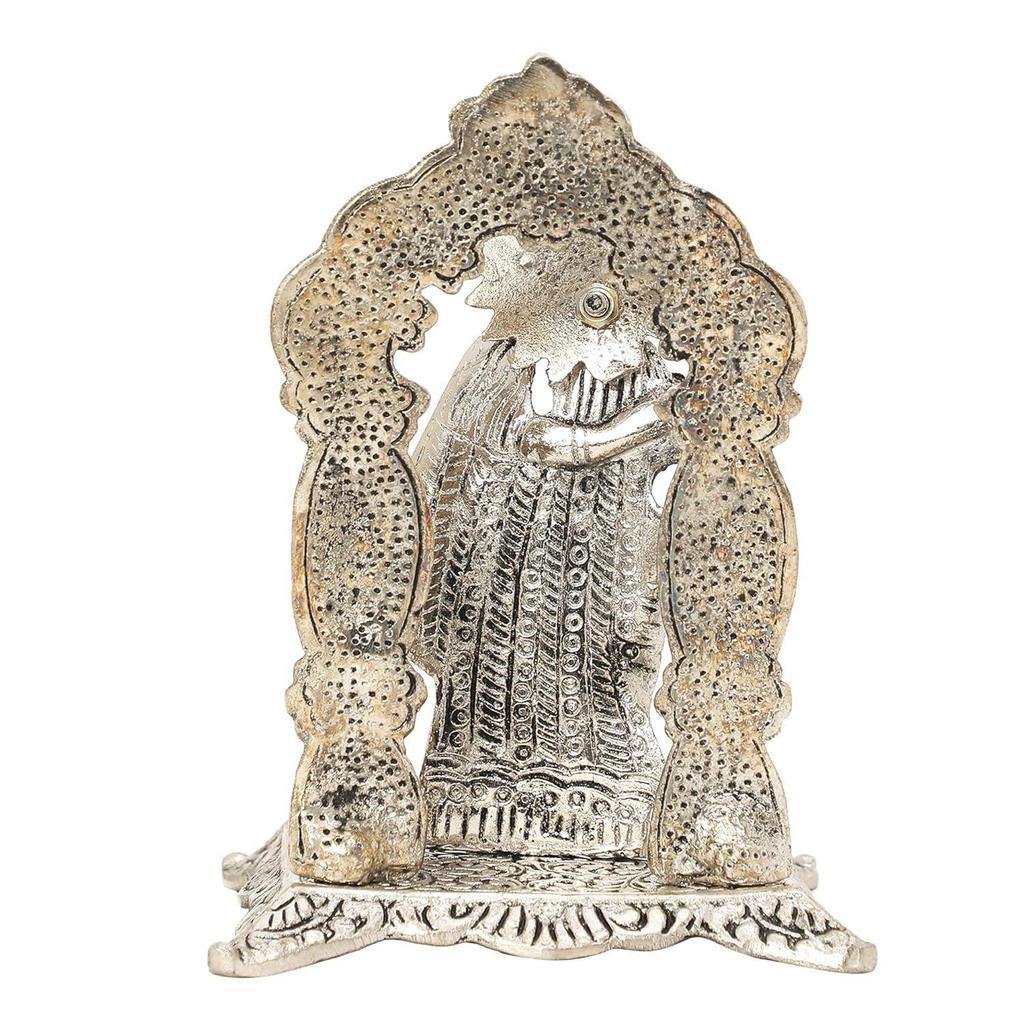 Silver Radha Krishna Idol Oxidized Finish with Happy Diwali Wishes