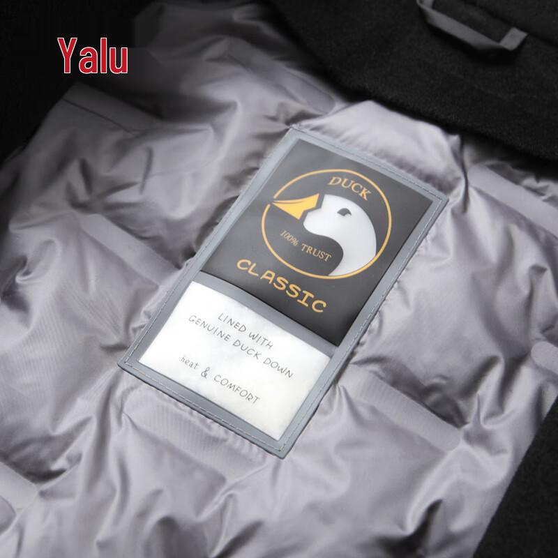 Yalu Men's Wool Blend Double-Breasted Mid-Length Coat with Detachable Down Liner