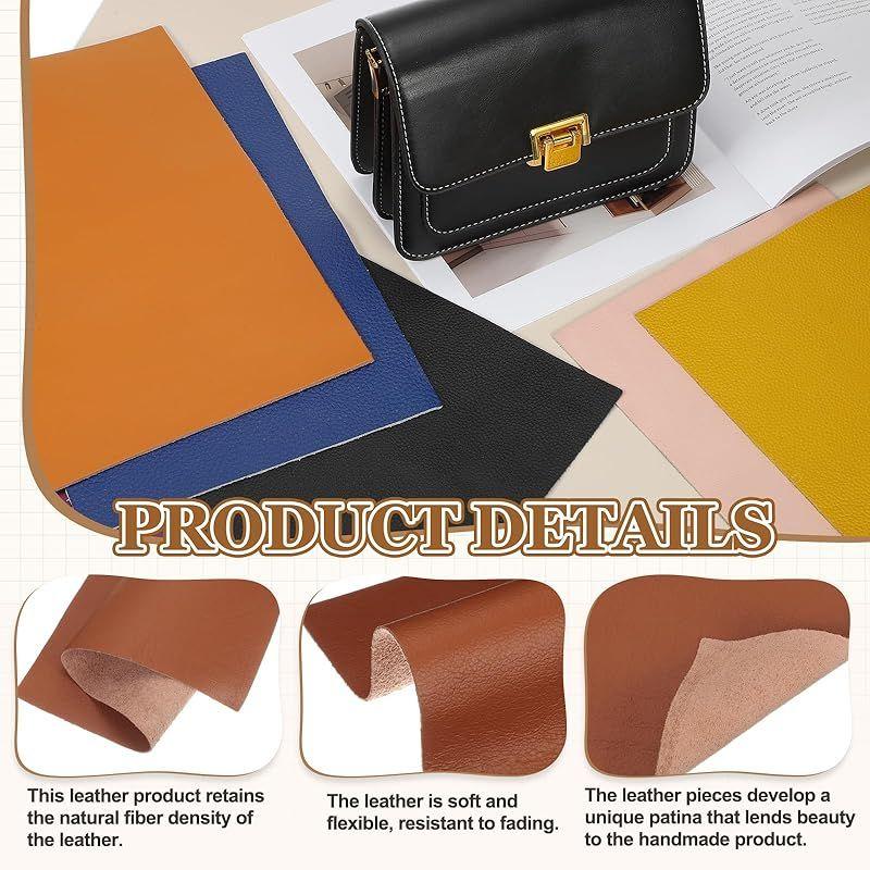 Used [New] uxcell Full Grain Leather Sheet 11.8" x 7.8" Natural Cowhide Fabric for DIY Craft Furniture Office Belt Book Cover Orange 6 Pieces