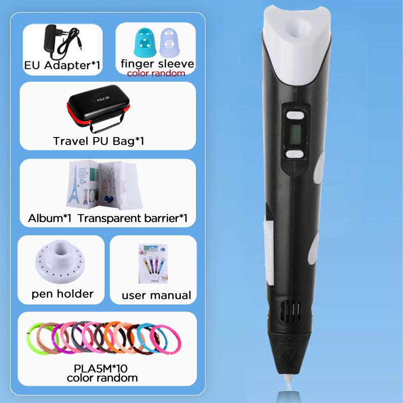 Kinder 3D-Stift 3D-Zeichen Druckstift LCD-Bildschirm Netzteil 40 Farben 200M PLA-Filament Kinder Jungen Mädchen Geburtstag DIY-Geschenk
