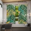2pcs Palm Leaf Print Semi-Sheer Curtains - Rod Pocket Window Treatments for Bedroom   Living Room   Office   Kitchen   Study - Conte