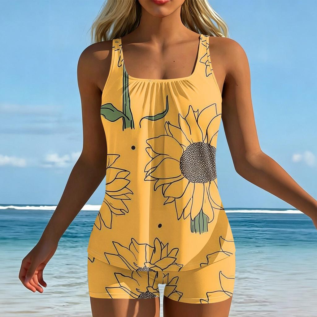 Women's Printed Split Swimsuit Sport Swimsuit Two-Piece Set