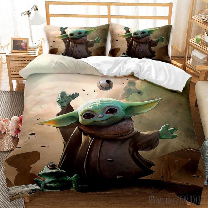 Bedding Set Anime Yoda Baby Double Twin Full Queen King Kids Bedclothes Duvet Cover Pillowcase Decoration Christmas Gifts