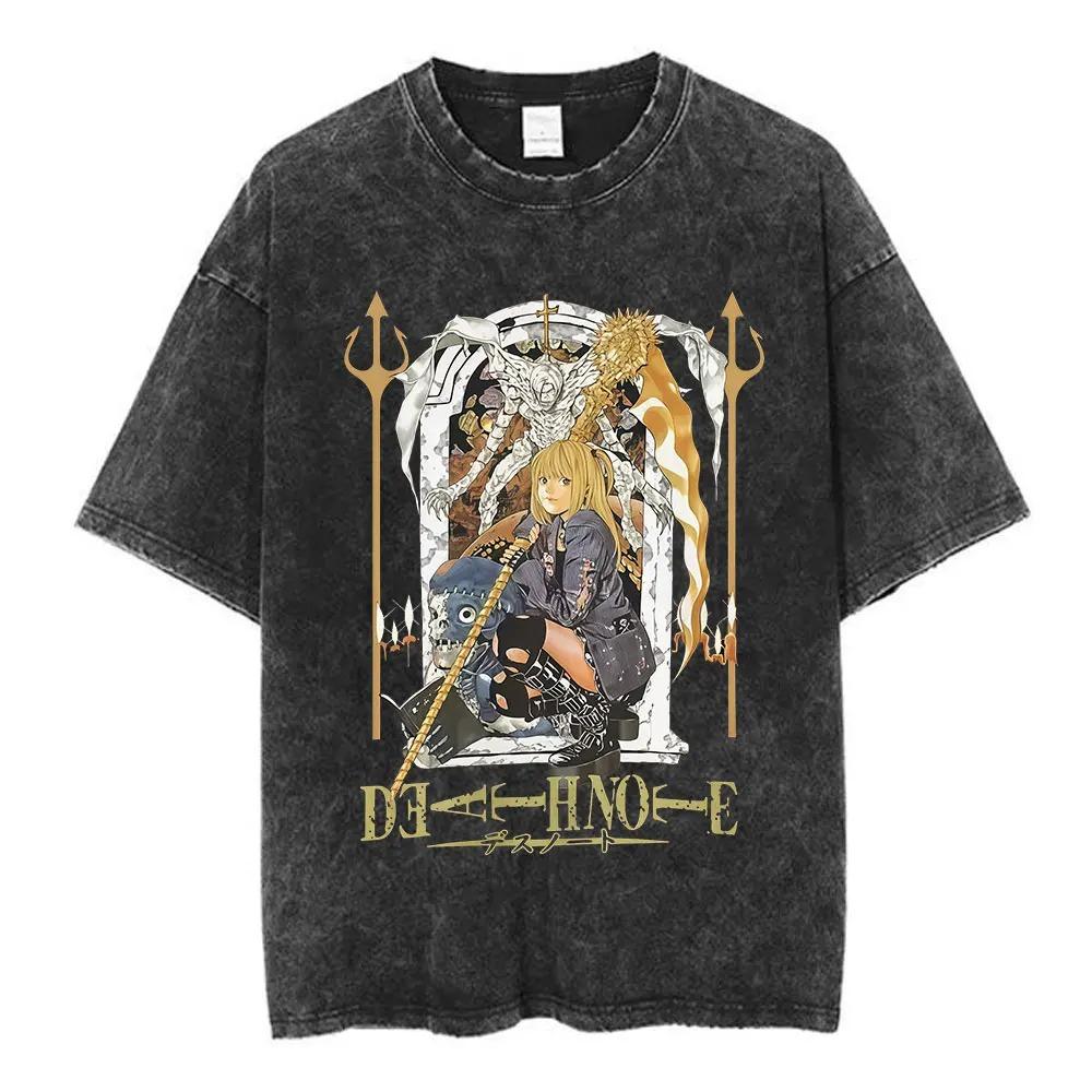 Death Note Ryuk Yagami Light Vintage Washed T Shirt Oversized Women Men Cotton Tshirt Fashion Short Sleeve Tshirts Streetwear