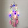 Traumfänger Einhorn Rosa Blumenkrone mit LED-Traumsensor