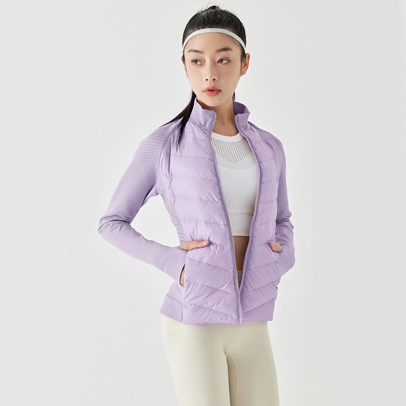 Leichte nahtlose Damen-Laufjacke aus weißer Gänsedaune