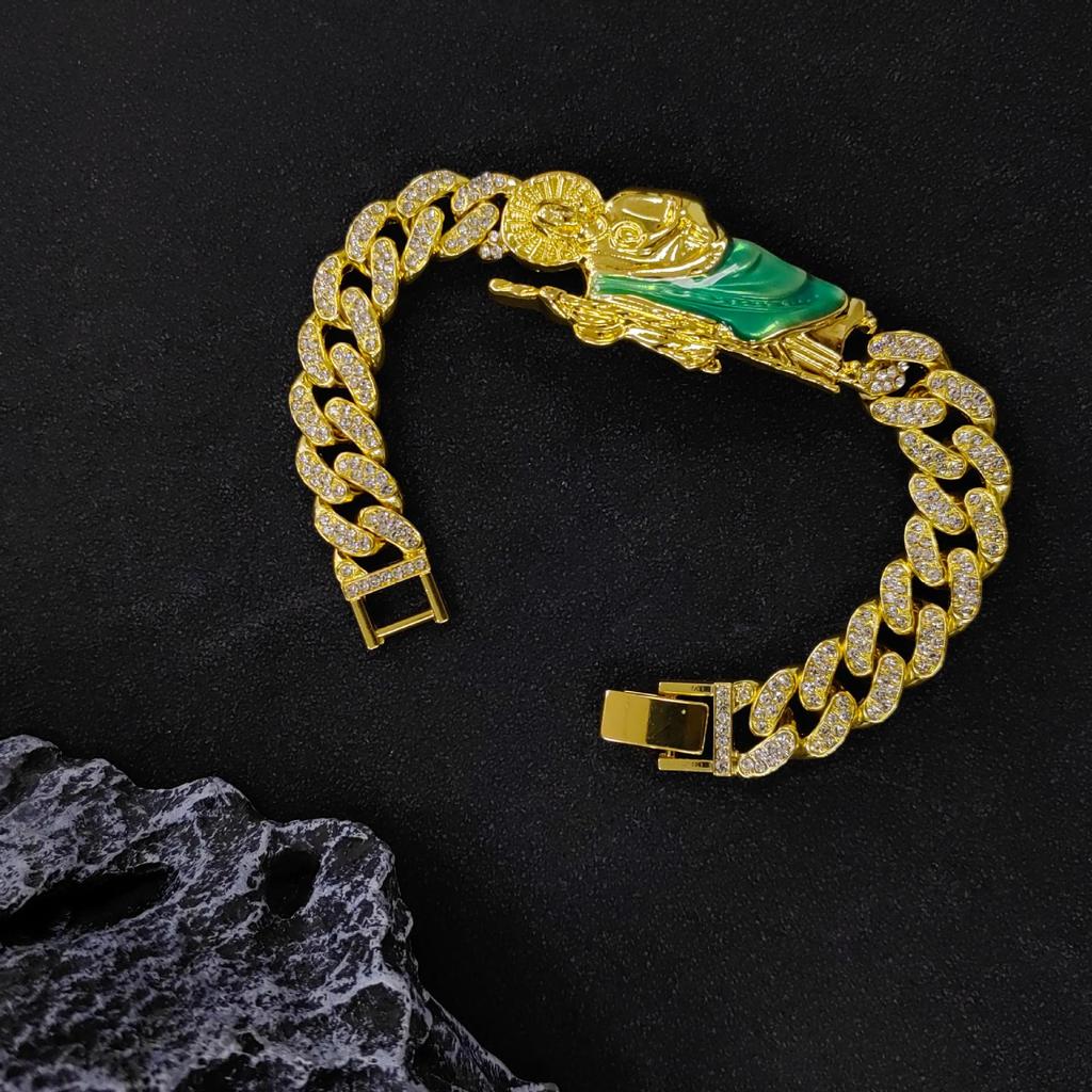 New European and American Hip-hop Trend Men's Style Diamond Studded Chain Religious Saint Judas Accessories Personalized Splicing Saint Judas Bracelet