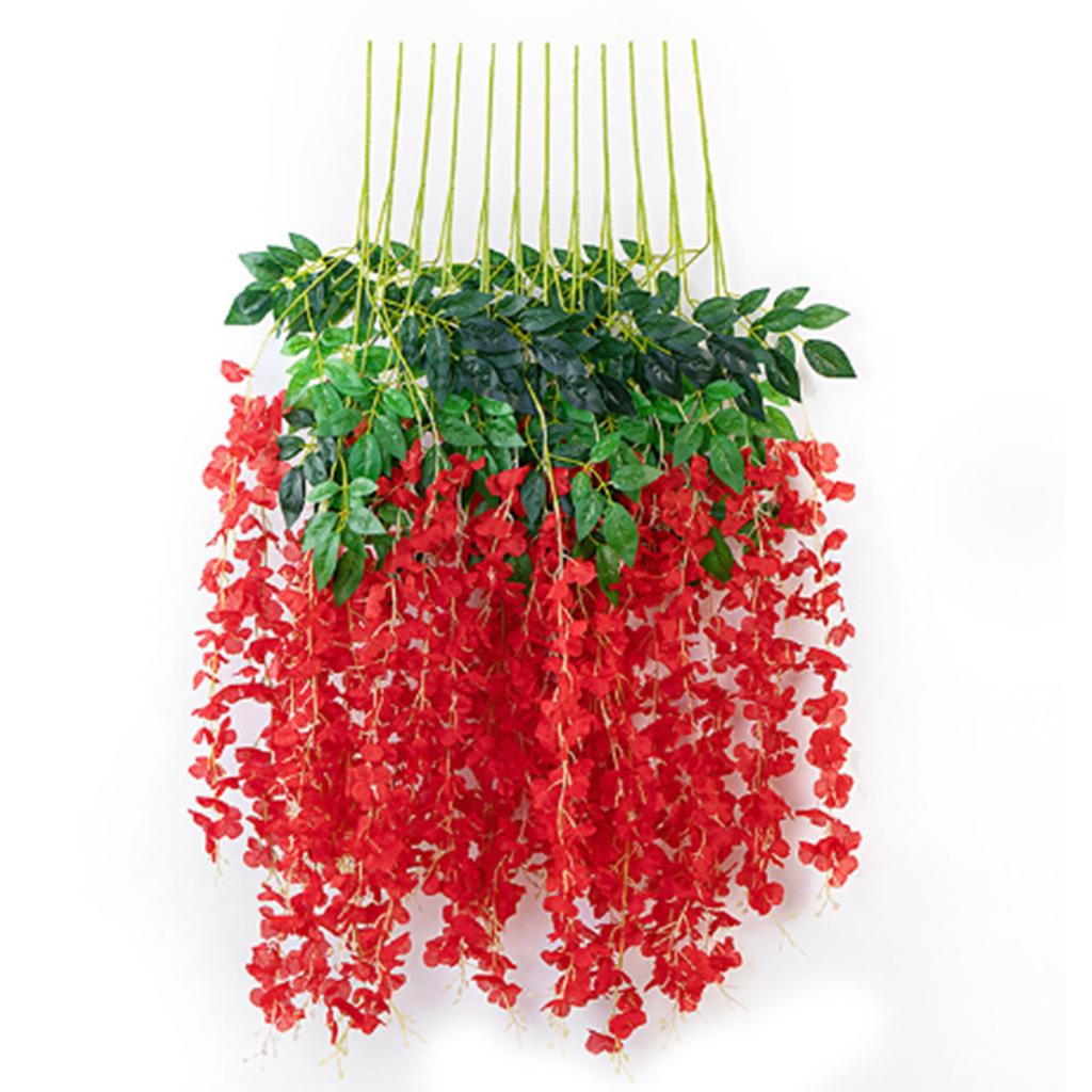 Simulated 6 Leaves Wisteria Decoration Silk Flower Artificial Faux Indoor Vine Wisteria Ornament