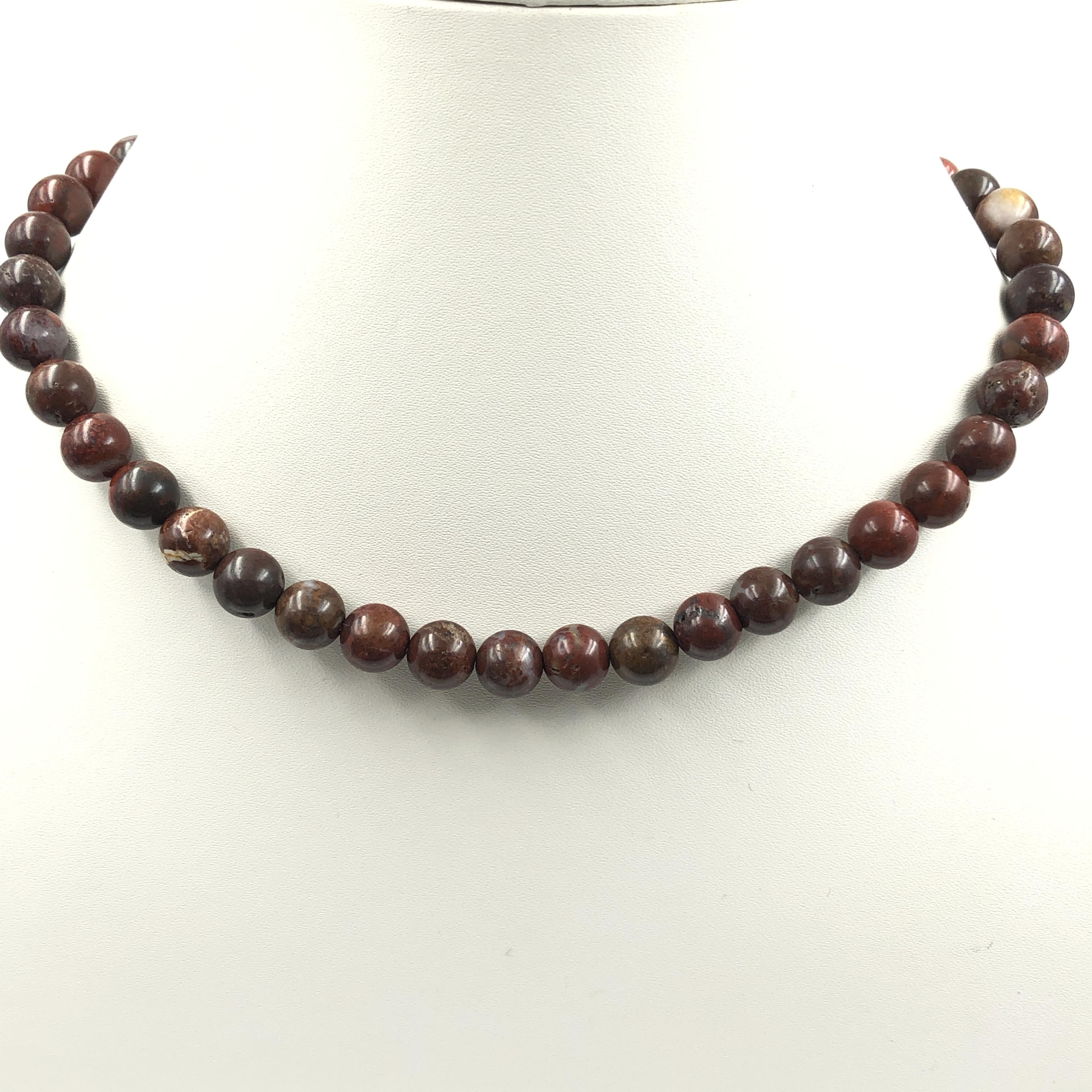 

8mm Natural Poppy Jasper Gemstone Handmade Beads Jewelry Designer Choker Necklace 17-20 For Her 8BN-3