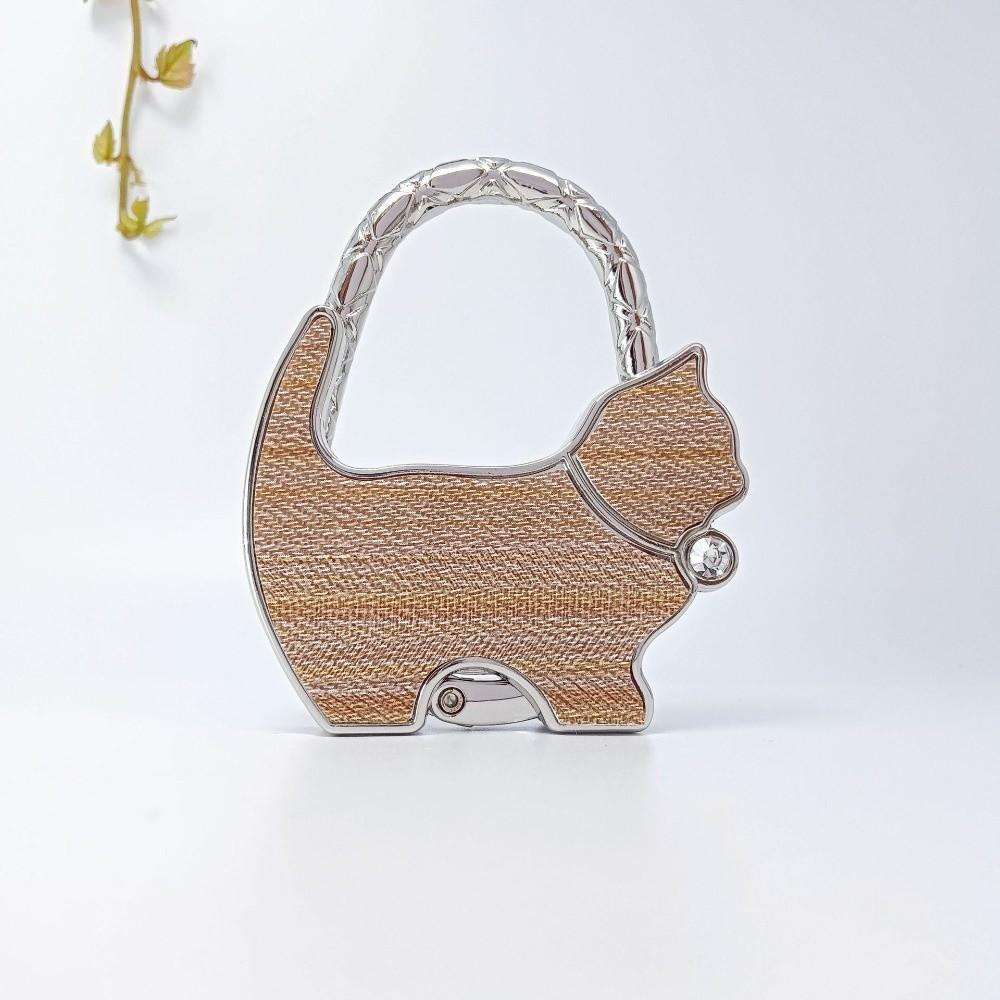 Cute Shape Cat Handbag Hook Lovely Design Foldable Folding Bag Hook Portable Alloy Material Table Edge Hook Home Decoration