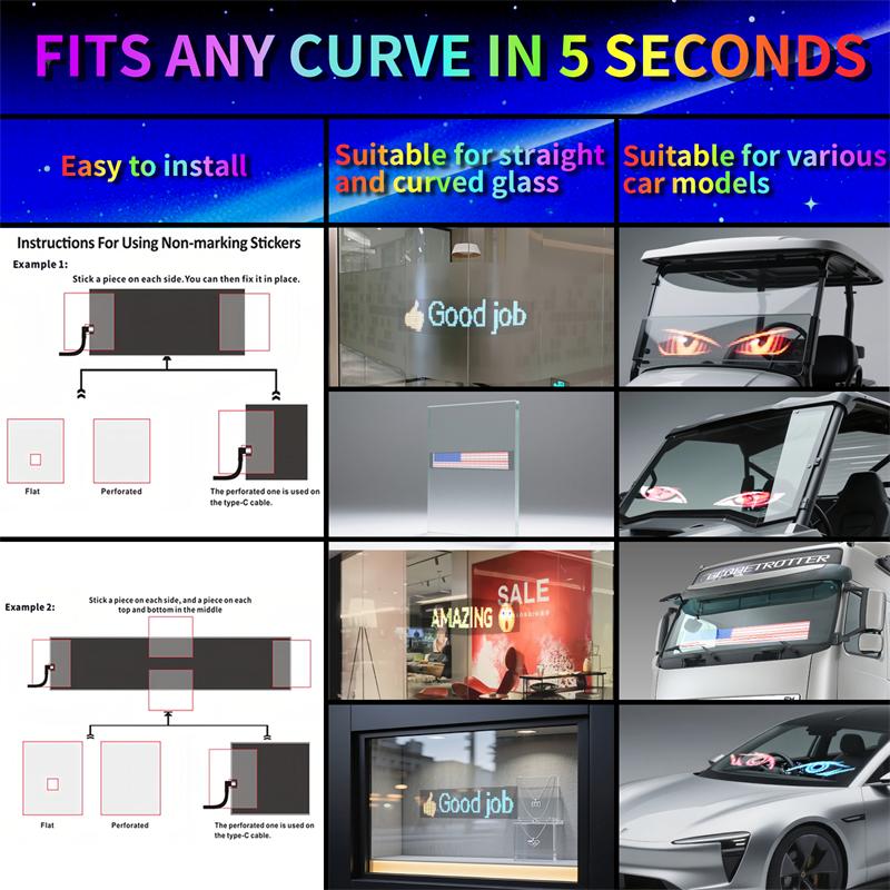 LED Matrix Panel with AI Voice Control, App Programmable Pixel Sign for Car with Flexible Scrolling Text & Animation Display