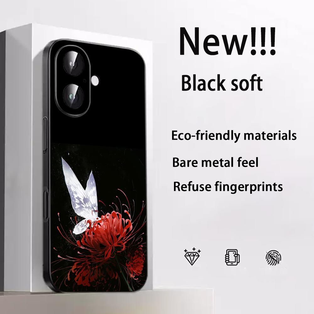 Art Red spider lilys japan design Phone Case For iPhone 17 16 e 15 14 13 12 Plus Mini Pro Max Soft black Shockproof Cover