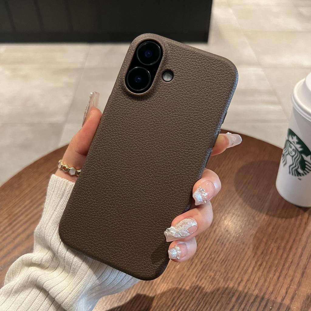 Leather Texture Shockproof Soft Silicone Case For iPhone 16 15 14 Plus Pro Max 13 12 11 Lichee Pattern Simple Business Cover