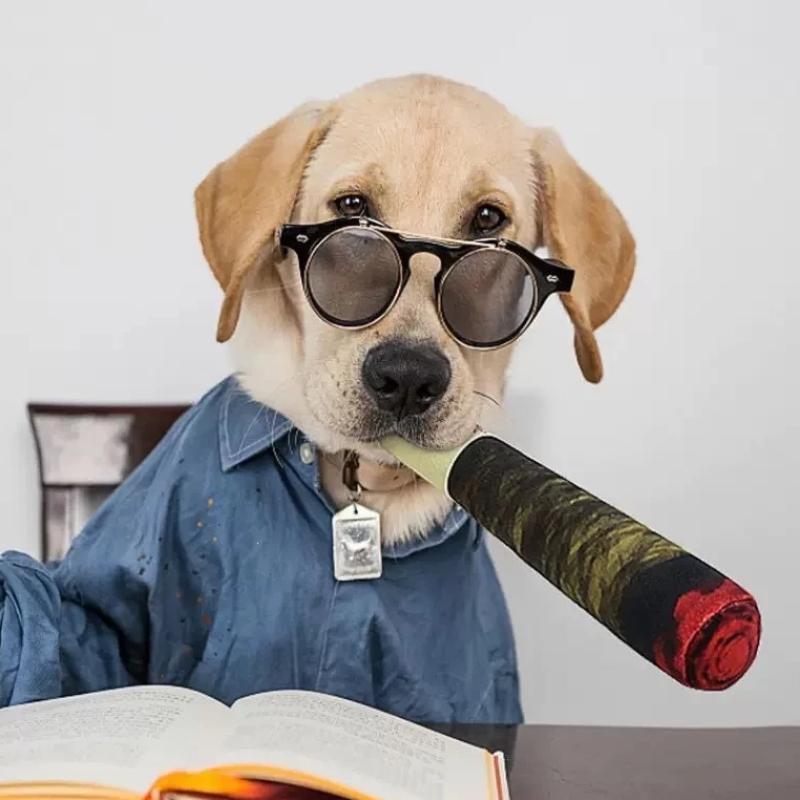 1 Pezzo Giocattoli Masticabili Morbidi e Striduli Resistenti al Morso Divertente Design Interattivo a Sigaro Peluche Cane Cucciolo Giocattolo Per la Masticazione dei Denti