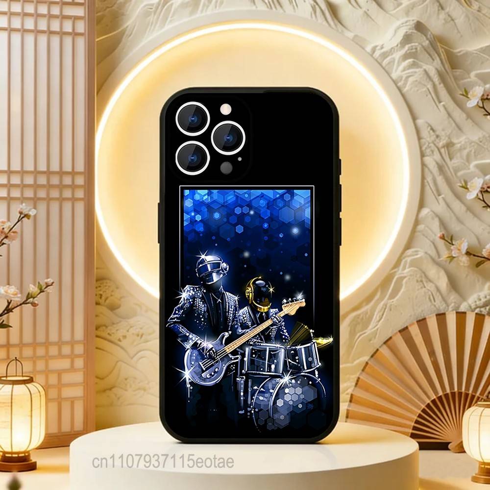 Daft P-Punk Band Phone Case Silicone Soft For IPhone 16,17,15,11,13,12,14,Mini,Pro,Max,Plus,Air,E Black