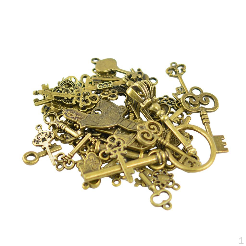 50pcs Vintage Alloy Assorted Skeleton Key , Antique Bronze