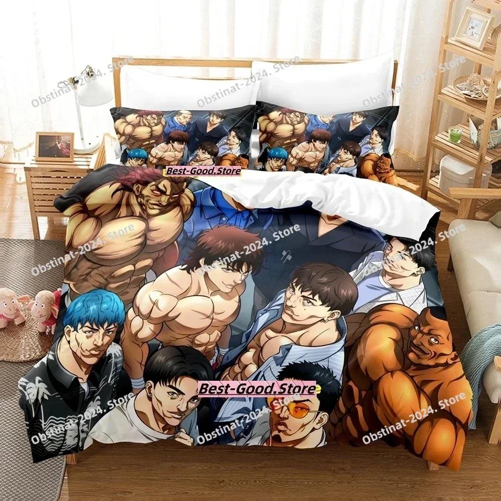 Top Baki Hanma Beding Set Single Twin Printed Bed Linen Set With Pilowcase Bed Soft Duvet Cover Soft Single Double Quen Super King-Sized Dimensionsd
